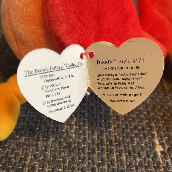 Ty Beanie Babies Doddle the Rooster 1996 style 4171 tag errors - Picture 4 of 4